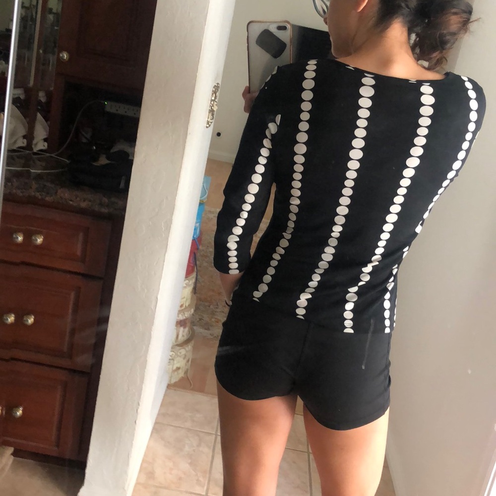 INC POLKA DOT LONG SLEEVE BLOUSE - Picture 3 of 4